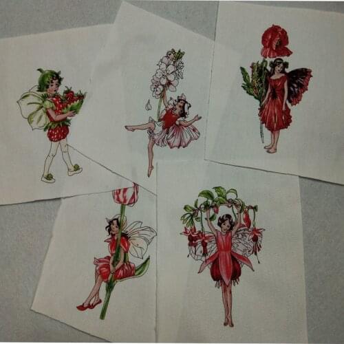 Digital Printing 5pcs 15x15cm Cotton Linen viaPhil Brand Zaka Pretty Flower Angel Cotton Fabric Patchwork DIY Sewing Decor