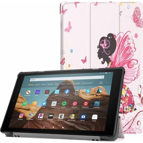 Colorful Tri-Fold Ultra Slim Stand Smart Protection Case Cover with Auto Sleep/Wake for All-New Fire HD 10 7th / 9th Generation