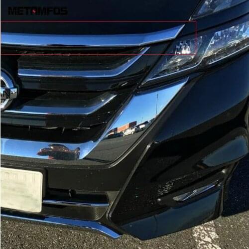For Nissan Serena 2016-2018 2019 Chrome Front Engine Machine Grille Grill Streamer Molding Trim Sticker Accessories Car Styling