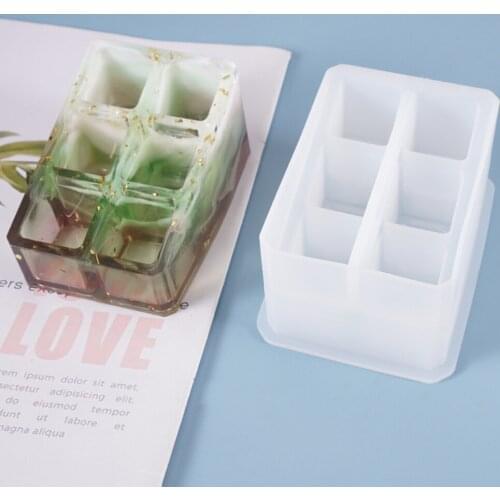 DIY Crystal Epoxy Lipsticks Storage Box Silicon Molds For Girl Make-up Storage Table Decor Storage Mold Craft Handmade