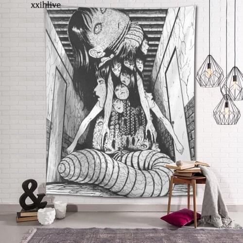 Custom Tapestry Horror Anime Tomie Printed Large Wall Tapestries Hippie Wall Hanging Bohemian Wall Art Decoration Room Decor