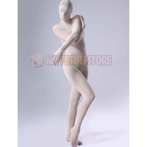JXY13)White Full Body Quality Transparent Tights Unisex Original Sheer Bodysuit Fetish Zentai Suits