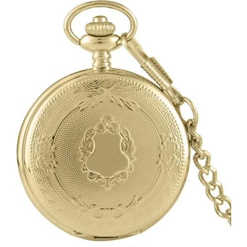 Retro Gold Case Pocket Watch for Male Portable Rough Chain Quartz Pendant Clock for Female Gift reloj de bolsillo hombre