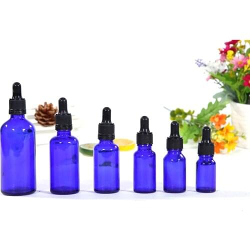 Cobalt Glass Bottles with Glass Eye Dropper 1 oz Capacity Blue (Pack of 12)