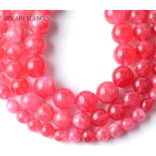 Red Stripes Jades Natural Stone Round Beads For Jewelry Making Spacer Loose Beads Diy Charm Bracelets Necklace 15" 6mm8mm10mm