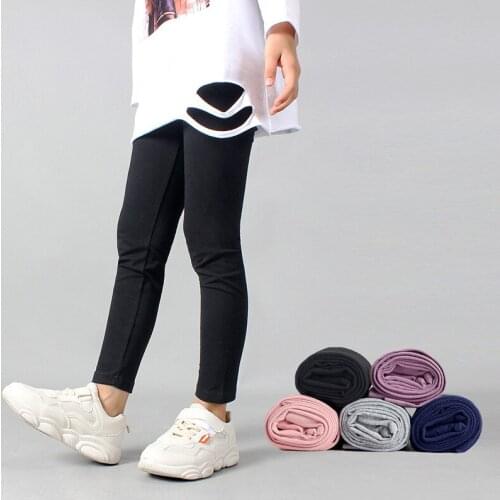 Girls Leggings Spring Fall Cotton Pants New Elastic Long Trousers Solid Color Legging Baby Girl Clothes 4 5 6 8 10 12 14 Years