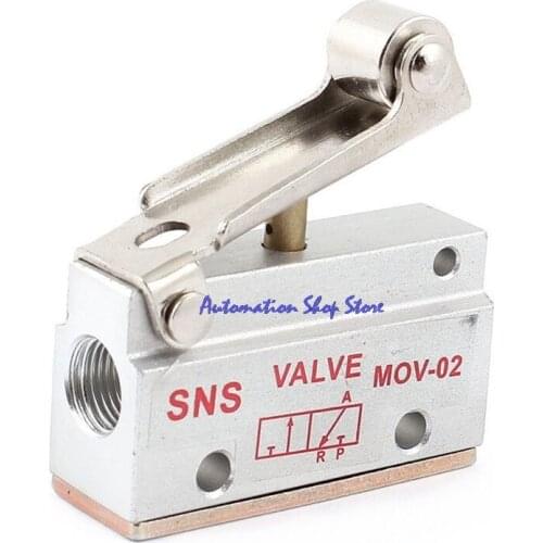 MOV-02 1/8" 2 Position 3 Way Roller Lever Gas Air Pneumatic Mechanical Valve