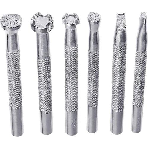 Imzay 6PCS Leather Stamping Tools, Leather Working Saddle Making Stamps Set Special Shape Stamp Punch Set Handmade Art Tools