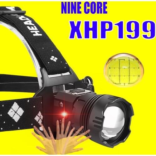 XHP199 Most Powerful Lantern Headlamp XHP110.2 USB Flashlight XHP160 Headlight Rechargeable 5200mah Induction Head Torch Light