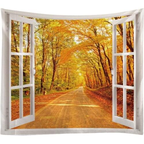 Windows Scenery Tapestry Wall Hanging Cloth Bed Spread Beach Towel Table Cloth Yoga Mat House Decoration Living Room Decoration