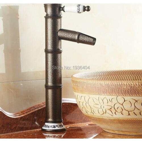 Newly Luxury Single Handle Classic European Style Basin Faucet Antique Bacia Torneira Hot and Cold Bath Bamboo Faucets RB1039