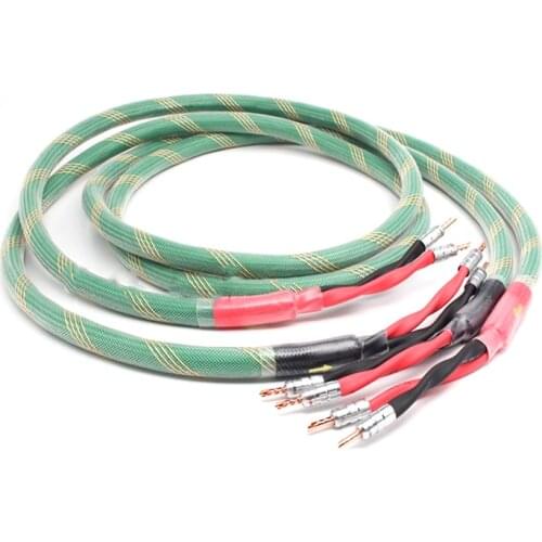 One Pair DIY Speaker Audio Cable Banana Plug Cable Golden Plated Audiophile Oxygen free copper Amplifier Speakon Wire Cables