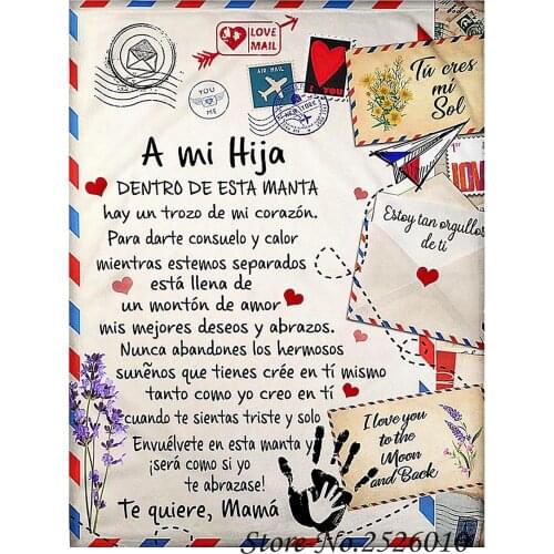 Throw Blanket Letter A Mi Hija 3D Velvet Plush Blanket Bedspread for Kids Girls Sherpa Blanket Couch Quilt Cover Travel 13