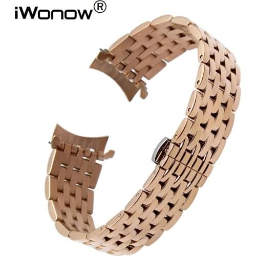 Curved End Stainless Steel Watchband for Fossil Diesel Armani Timex CK Watch Band Butterfly Buckle Wrist Strap 18mm 20mm 22mm