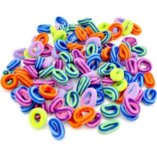 100pcs Small Ring Hair Bands Girls Colorful Striped Elastic Hair Rope Tie Gums Kids Rubber Band Ponytail Holder Hair Accessories