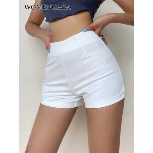 WOMENGAGA Women Shorts Sexy Peach Hip High Waist Tight Skinny Hip Ultrashort Womens Summer Korean Women Shorts Zipper Black K8B