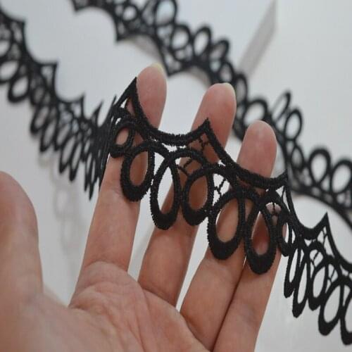 Somelace 3cm wide{2yds/lot}black round floral venice lace Hight quality venise lace fabrics embroidered lace18092401