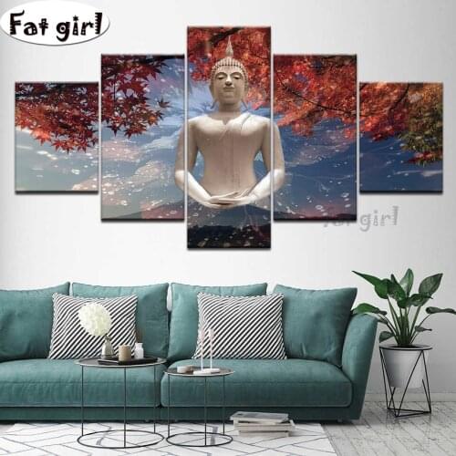 Buddha statues and natural scenery 5D diy diamond painting mosaic home decor cross stitch wall poster embroidery square round