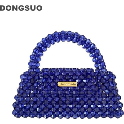 Pearl bag designer brand Clear Acrylic crystal stone bead box totes handbag women handmade summer party small bucket purse