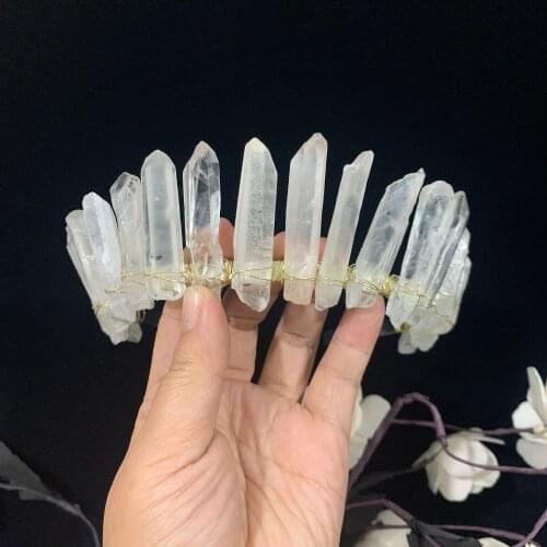 Raw crystal transparent crown headband hair accessories bridal headband party headband wiccan party wedding gift