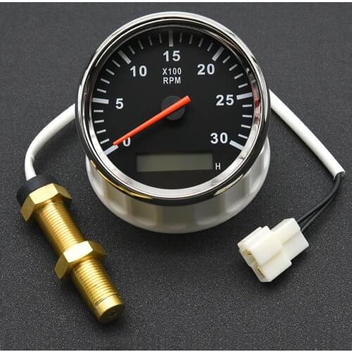 85MM Gauge 3000/4000/6000/8000RPM Tachometer with Sensor Tacho Meter Red Backlight Marine Tacho Meter Hourmeter M18 Sensor