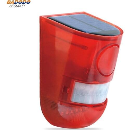 Solar Powered IP65 Waterproof 110dB Loud solar alarm lamp light siren built-in PIR sensor For Home Yard Outdoor Security