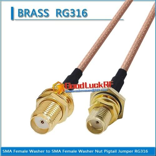 High-quality Dual SMA Female to SMA Female Waterproof Bulkhead Mount Washer Nut Pigtail Jumper RG316 extend Cable