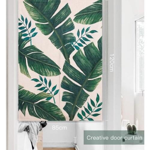 Southeast Asia Tropical Plant Leaf Door Curtain Linen Noren Study Home Decor Bedroom Kitchen Decoration Customizable Curtain