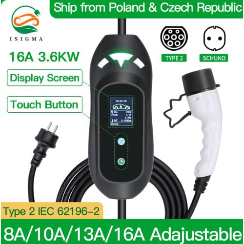 Electric Portable Car Charger Type 2 Type 1 Use for Electric Car Charging 220V 16A 3.6kw 5m Cable Schuko Plug