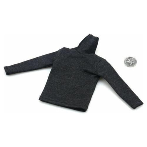 1:6th Male Action Figure Accessory Black Long Sleeve High Collar T-shirt Model