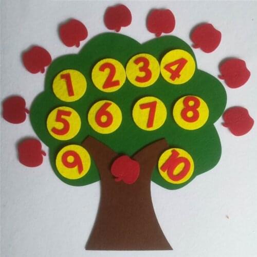 1 Set Felt Apple Tree Kids Educational Diy Crafts Early Learning Kindergarten Digital Cognitive Toys Children Room Study Tools