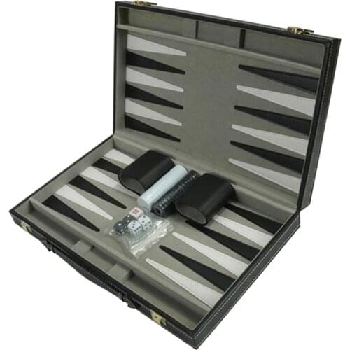 15 Inch Collapsible Backgammon Set PU Leather Case Travel Board Nice Gifts