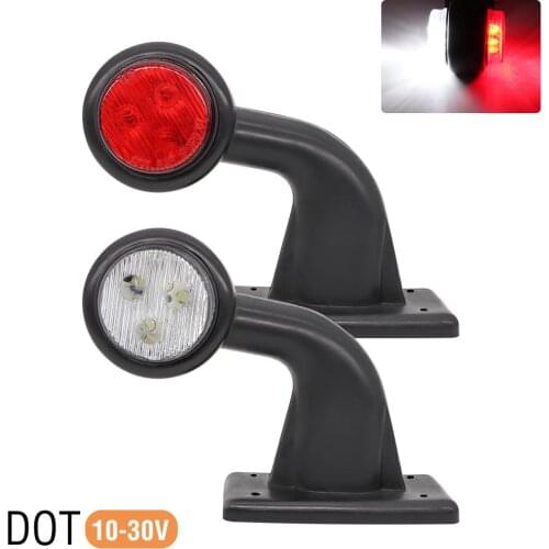 2X Truck Trailer LED Elbow Rubber Side Marker Light White Red Outline Clearance Indicator Lamp For Lorry Van Caravans Multi Volt