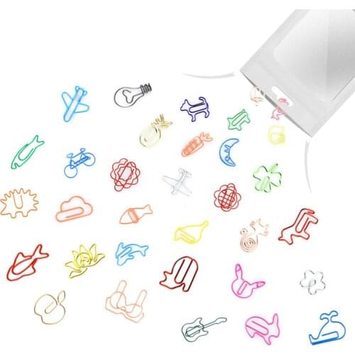 30 pcs /bag Creative Special-shaped Paper Clips, Mixed Color Exquisite Modeling Paper Clips Office Stationery