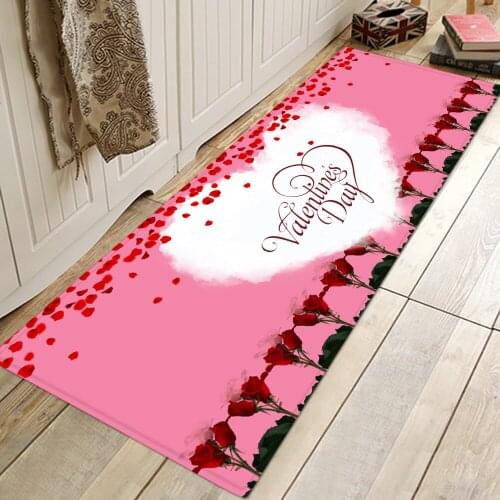 3D Long Kitchen Anti-slip Mat Heart Pattern Bath Floor Mat Absorbent Entrance Doormat Bedroom Living Room Carpet Kitchen Rug