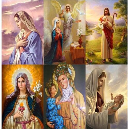 QIZITENG 5D DIY Full Square Round Diamond Embroidery Painting Jesus Christian Diamond Mosaic Religious Home Decoration