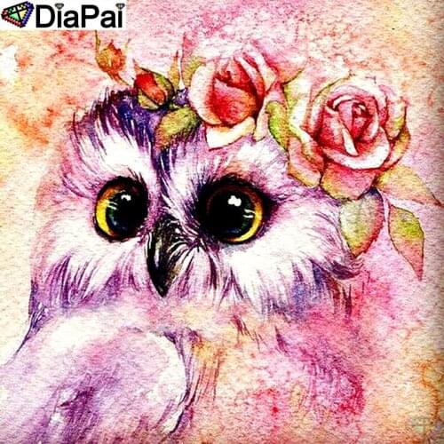 DiaPai Diamond Painting 5D DIY 100% Full Square/Round Drill "Animal owl flower" Diamond Embroidery Cross Stitch 3D Decor A16827