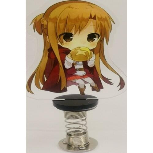 Anime Sword Art Online Spring Shake Fighter Stand Kirito Asuna Model Plate Acrylic Laser Desktop Car Decoration Toy Gift