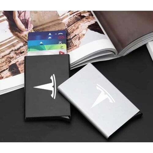 For Tesla Model 3 Model X Model S Model Y Automatically Solid Metal Credit Card Holder RFID Anti-theft Bank Card Holder