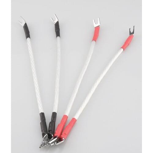 Audiocrast Odin Jumper Links 4 x 20cm HIFI Jumper Cable OFC Speaker Cable Rhodium spade to Spade Plugs