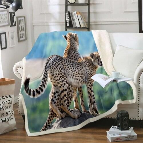 Leopard Lion Giraffe Bear Dolphin Blanket Bedspread Velvet Sherpa Home Camping Aircraft Blanket Plush Soft Comfortable Blanket