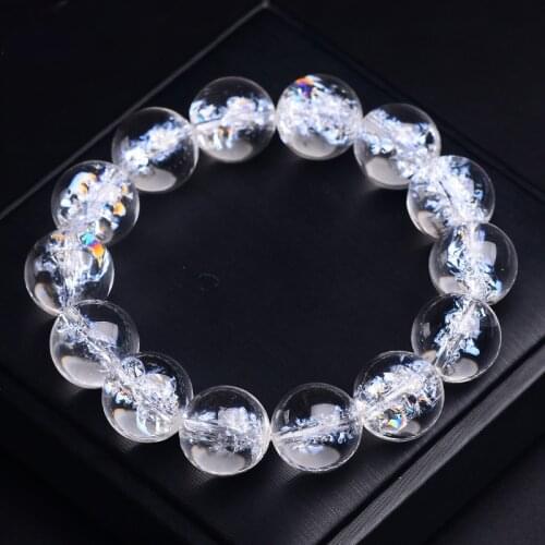 Genuine Natural Himalaya Rock White Quartz Crystal For Women Men Crystal Bracelet Powerful Round Beads Jewelry 10-16mm AAAAA