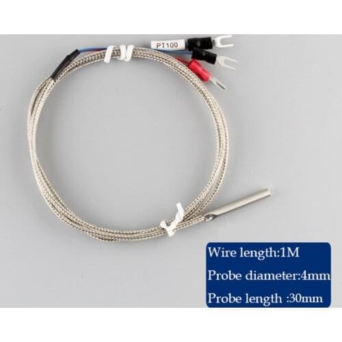 Wholesale Freeshipping temperature sensor PT100 3 wire type -50~200'C 4*30mm probe thermal resistance 3d printer
