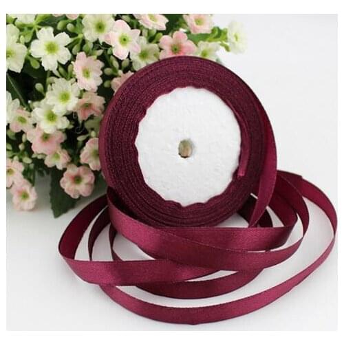 3/8'' 22m Long Wine red Silk Satin Ribbon 10mm Wide Party Home Wedding Decoration Gift Wrapping Christmas DIY Material Supplies