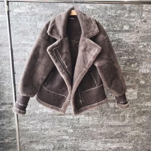 Denim Jacket Casaco Bomber Women Jacket Top Full No Polyester Winter New Warm Loose Thickening Imitation Deer Velvet Lamb Coat