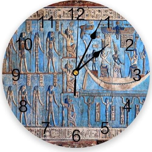 Hieroglyphic Carvings Ancient Egyptian Temple Wall Clock Kitchen Home Living Room Decorative Kitchen Wall Decor Hanging Clocks