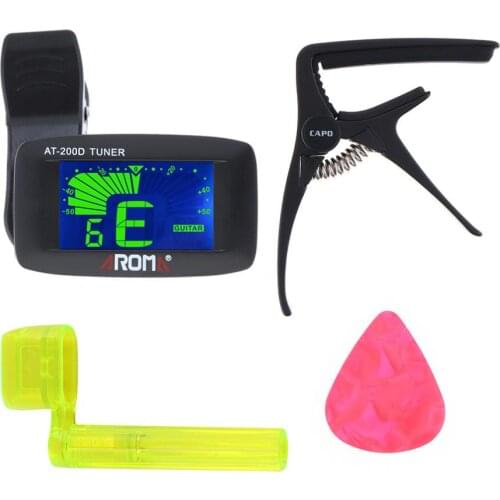 Guitar Tool Kit Large Screen Tuner + Metal Capo + Winder + Pick Guitar Accessories Beginner Essential Tool