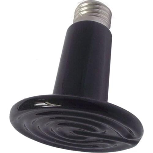 Top Quality 75mm 25W/50W/70W/100W/150W/200W Black Infrared Ceramic Emitter Heat Light Lamp Bulb For Reptile Pet Brooder 220V E27