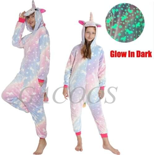 Pyjama Unicorn Children Girls Lion Onesies Teens Flannel Hooded Jumpsuit Adult Kids Cartoon Sleepwear 2021 Winter Baby Pajamas