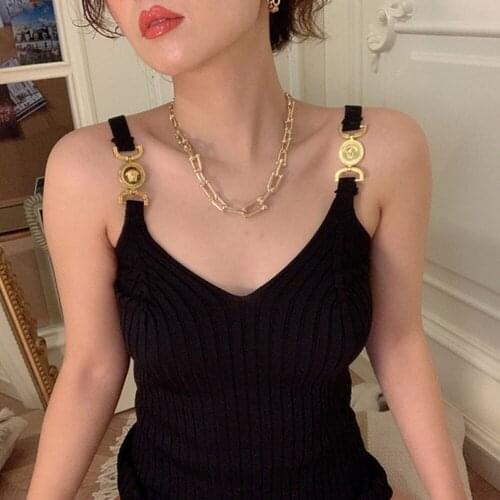 Sexy Knitted Crop Top V Neck Black Sleeveless 2021 New Summer Tank Tops Outfit Basic Slim Women Camisole Female Strap Vest